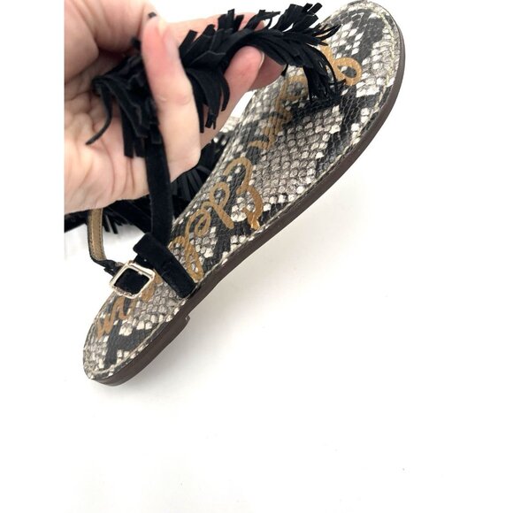 Sam Edelman Gela Black Suede Leather Fringe Sandals Women's Size 8.5 Summer - Picture 13 of 16